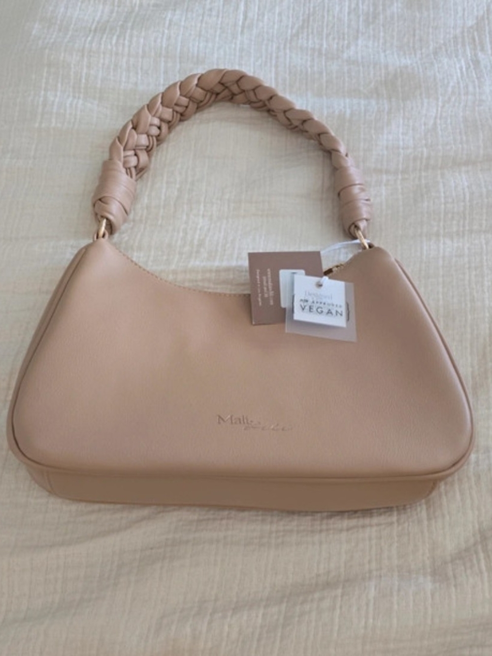 Mali & Me Blush Vegan Leather Braided-Handle Shoulder Bag